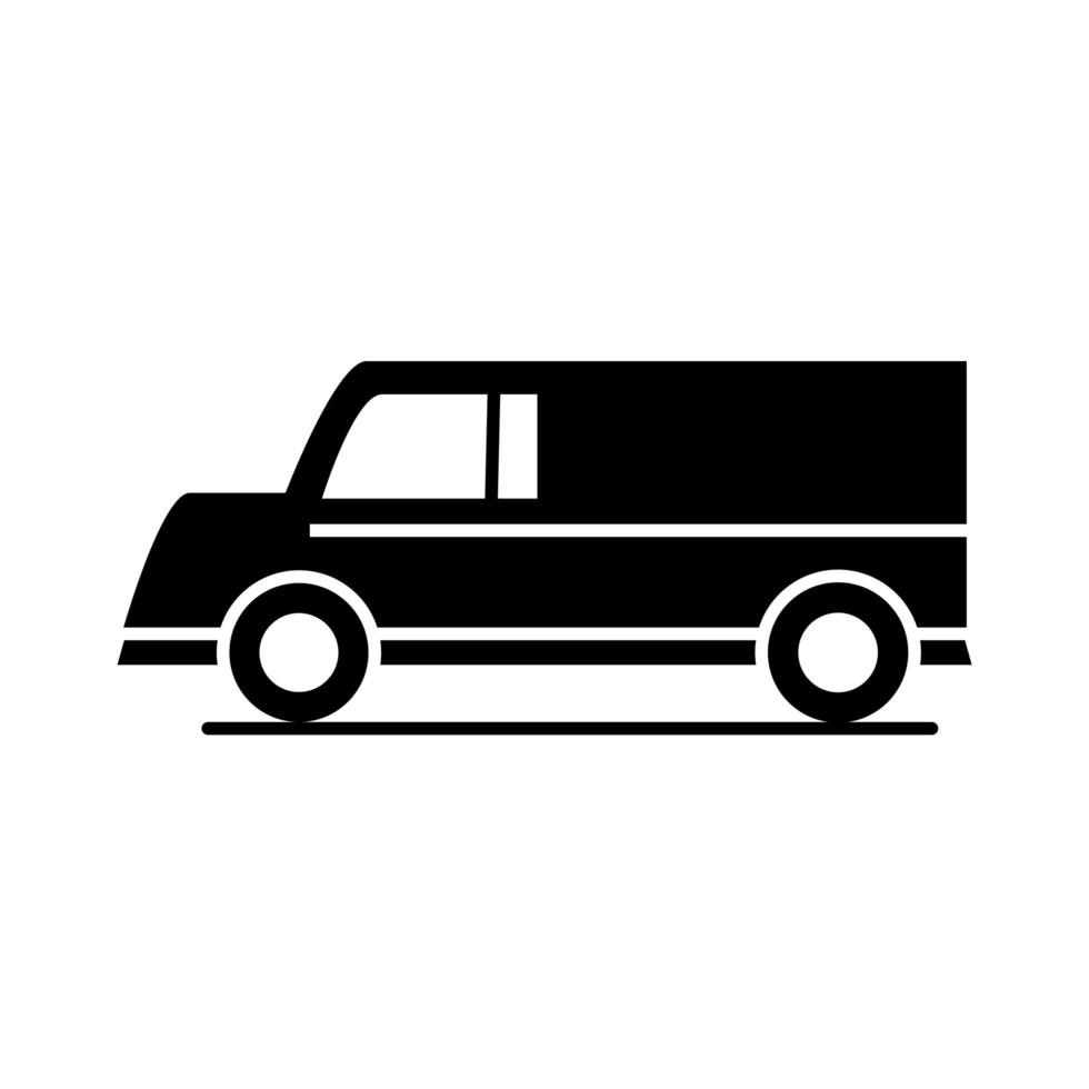 furgoneta de reparto de coches modelo vehículo de transporte silueta estilo icono diseño vector