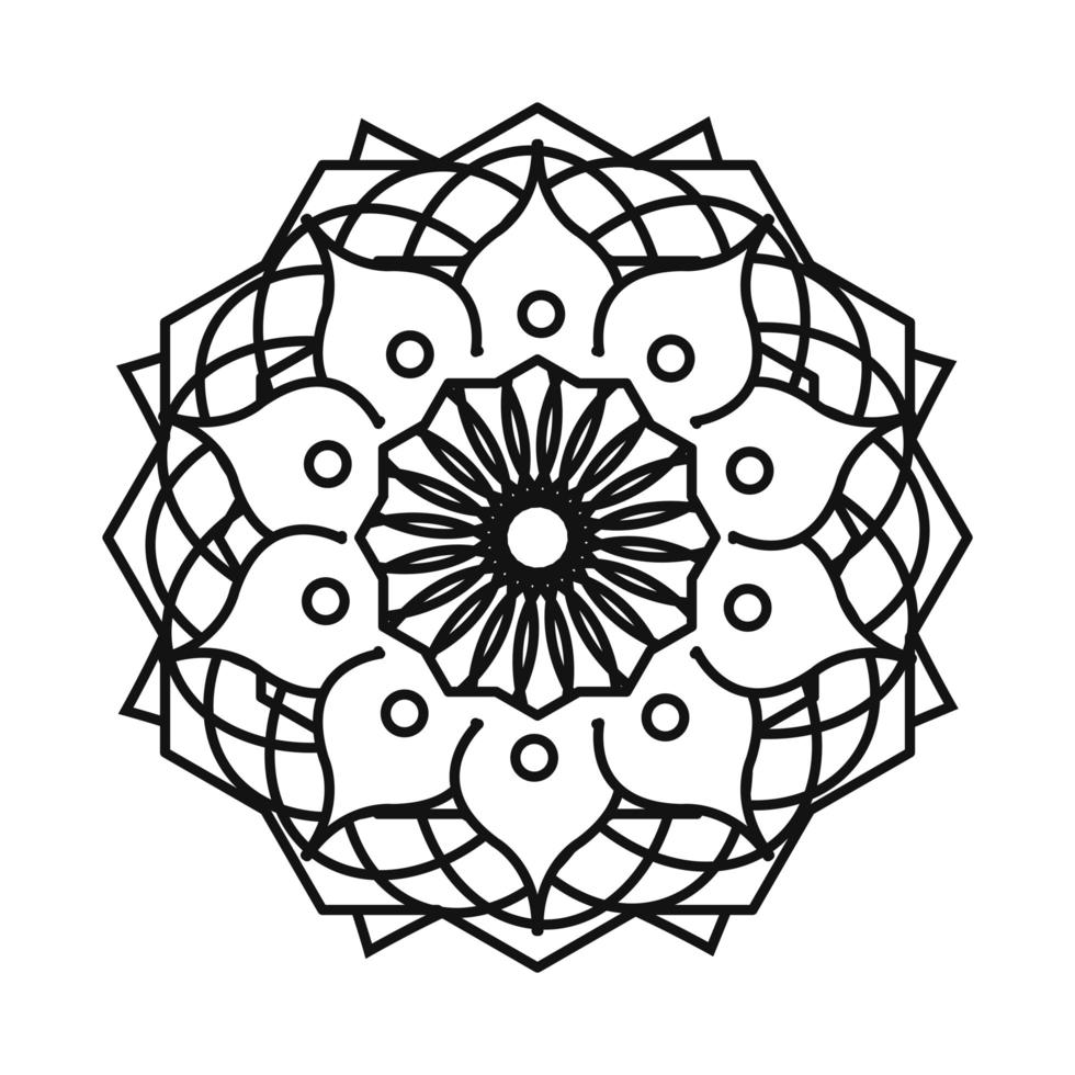 icono de estilo de línea bohemia decorativa vintage mandala floral vector