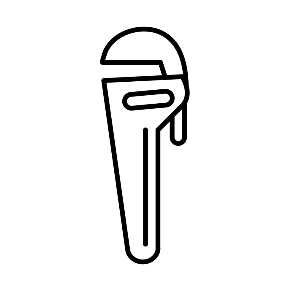 pipe adjustable metal wrench tool repair maintenance and construction equipment line style icon vector