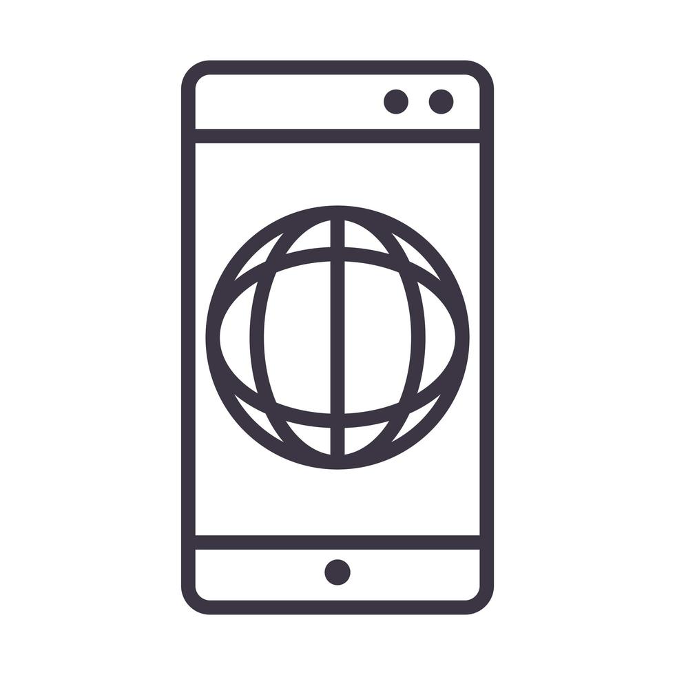smartphone world connection device technology thin line style design icon vector