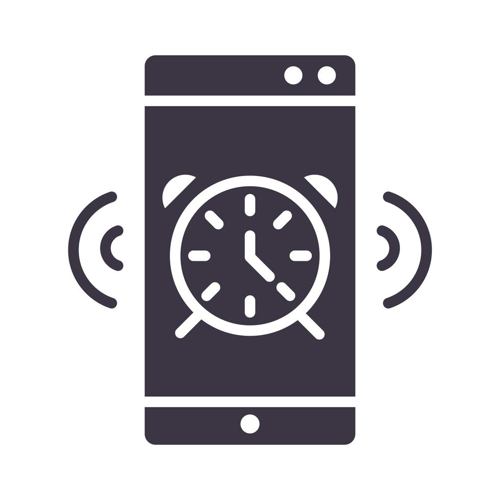 smartphone alarm clock device technology silhouette style design icon vector