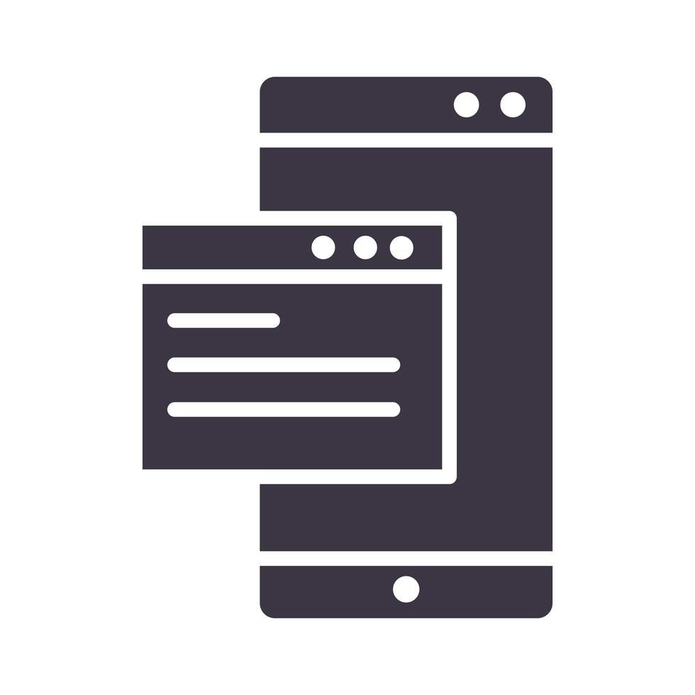 smartphone website data information device technology silhouette style design icon vector