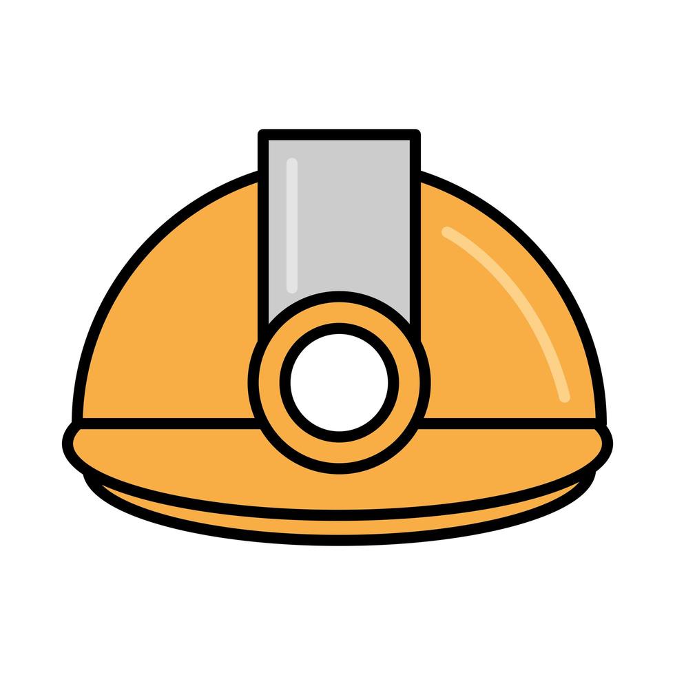 helmet with light tool repair maintenance and construction equipment line and fill vector