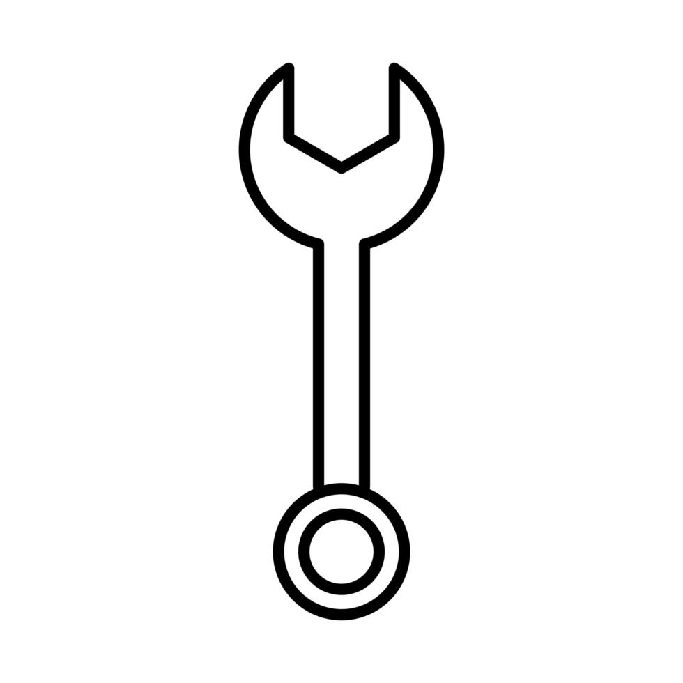 wrench tool repair maintenance and construction equipment line style icon vector