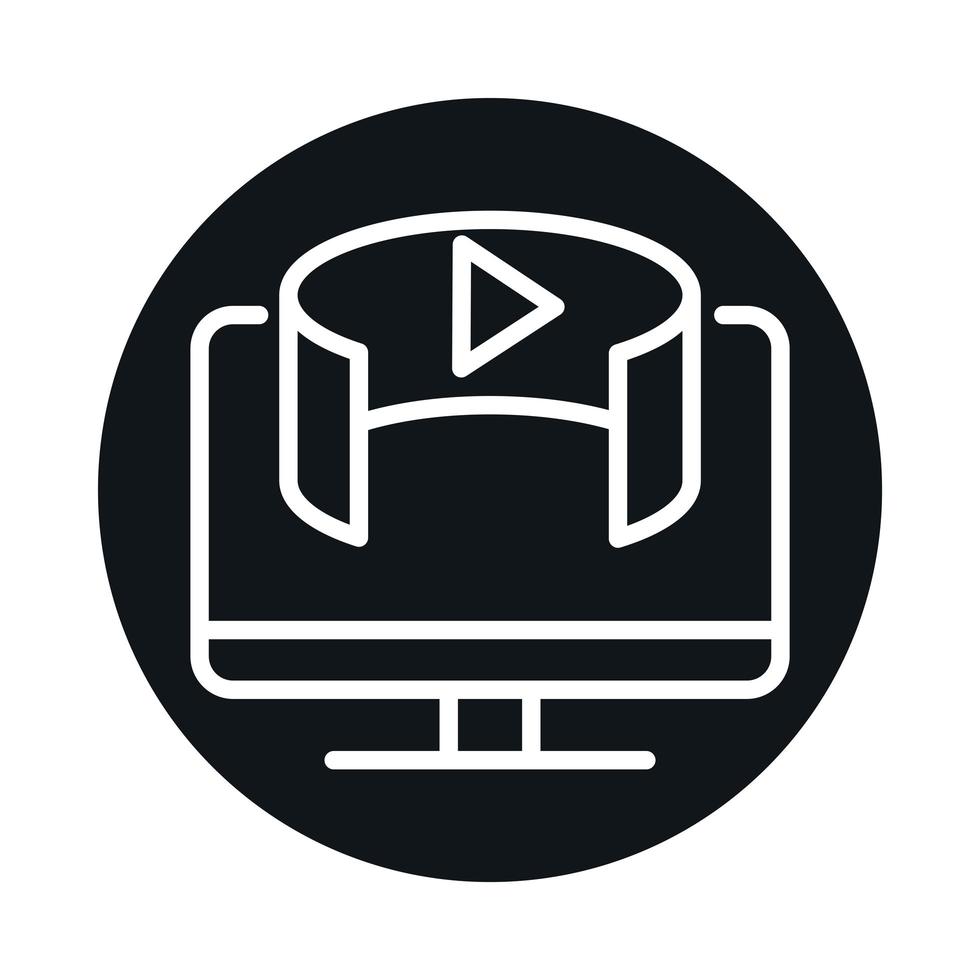 360 degree computer technology digital virtual block and line style icon design vector