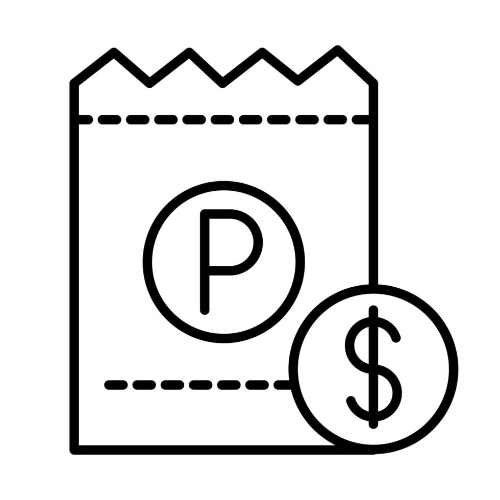 parking ticket money transport line style icon design vector