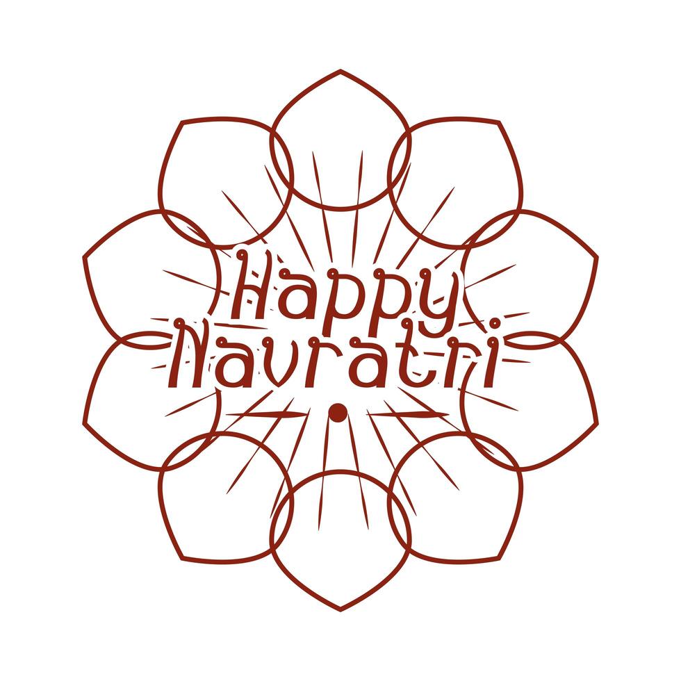 feliz celebración india navratri diosa cultura durga banner floral o icono de estilo de silueta de tarjeta vector