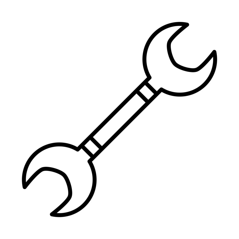 spanner tool repair maintenance and construction equipment line style icon vector