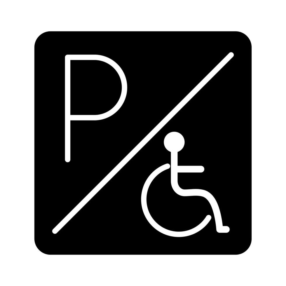 disabled parking sign board silhouette style icon design vector