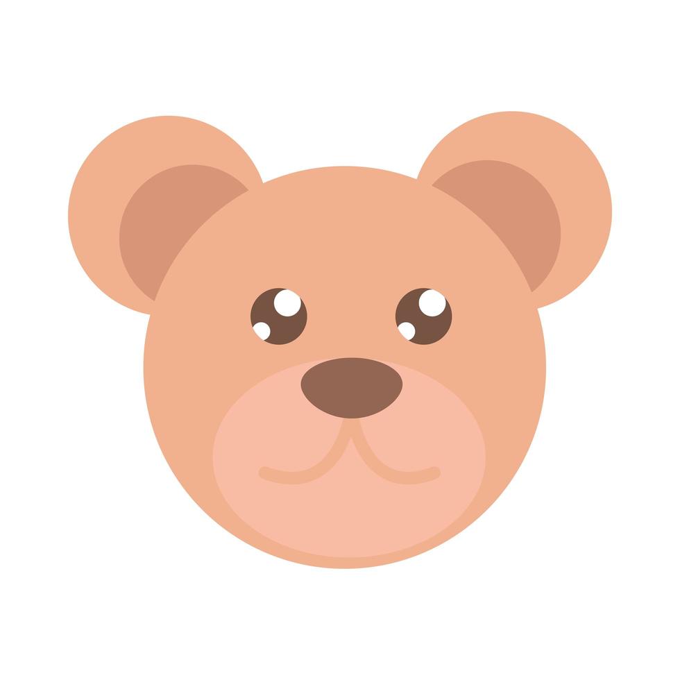 Objeto de juguete con cara de oso de peluche para que los niños pequeños jueguen dibujos animados de estilo plano vector