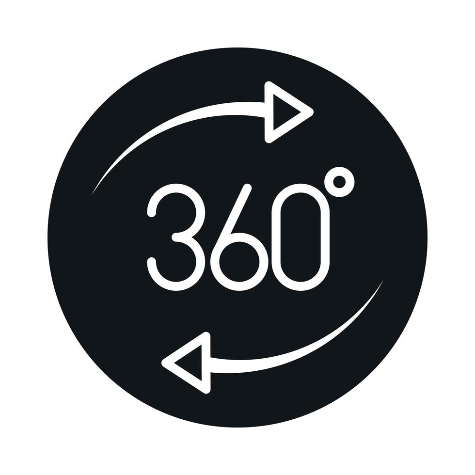 360 degree view virtual tour block and line style icon design vector