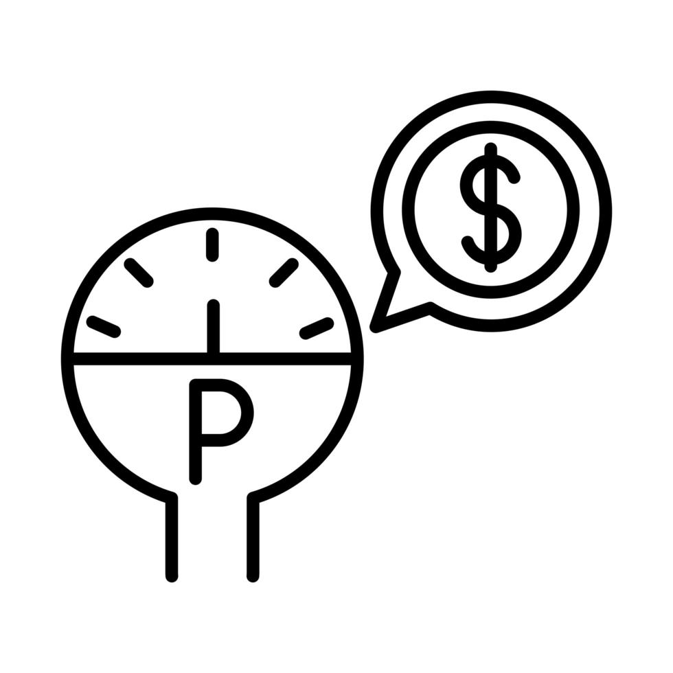 parking meter device money transport line style icon design vector