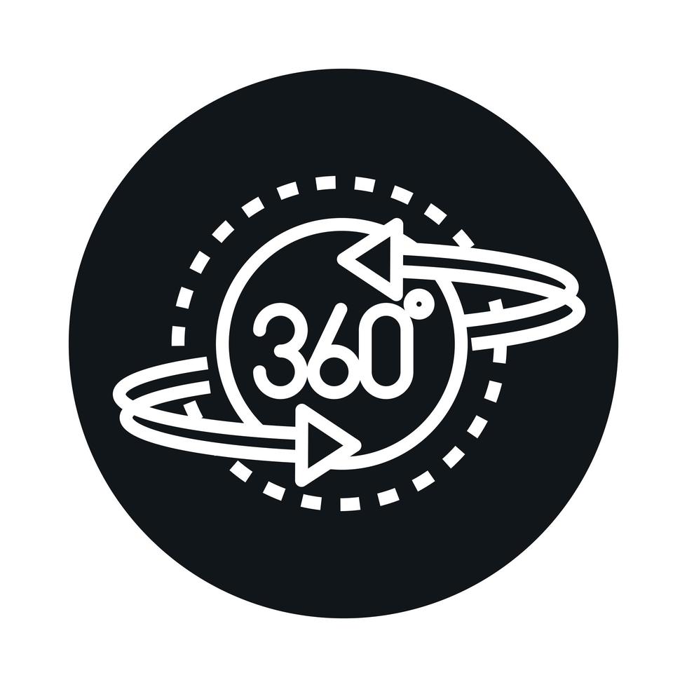 360 degree view virtual tour panorama block and line style icon design vector