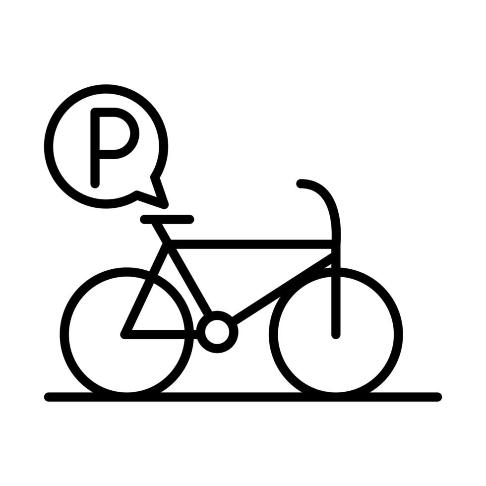 estacionamiento, bicicleta, señal de tráfico, transporte, línea, estilo, icono, diseño vector