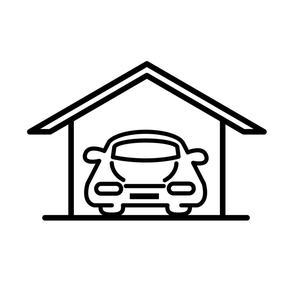 car inside garage parking line style icon design vector