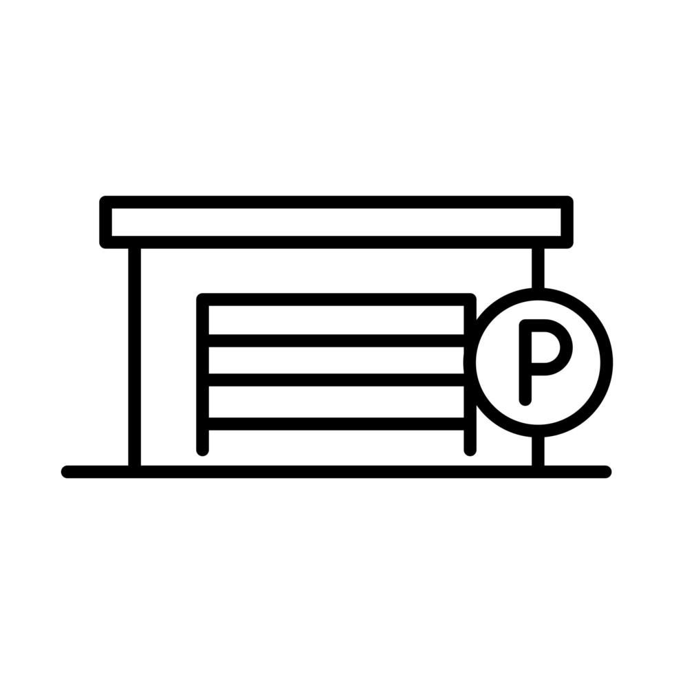 garage door parking transport line style icon design vector