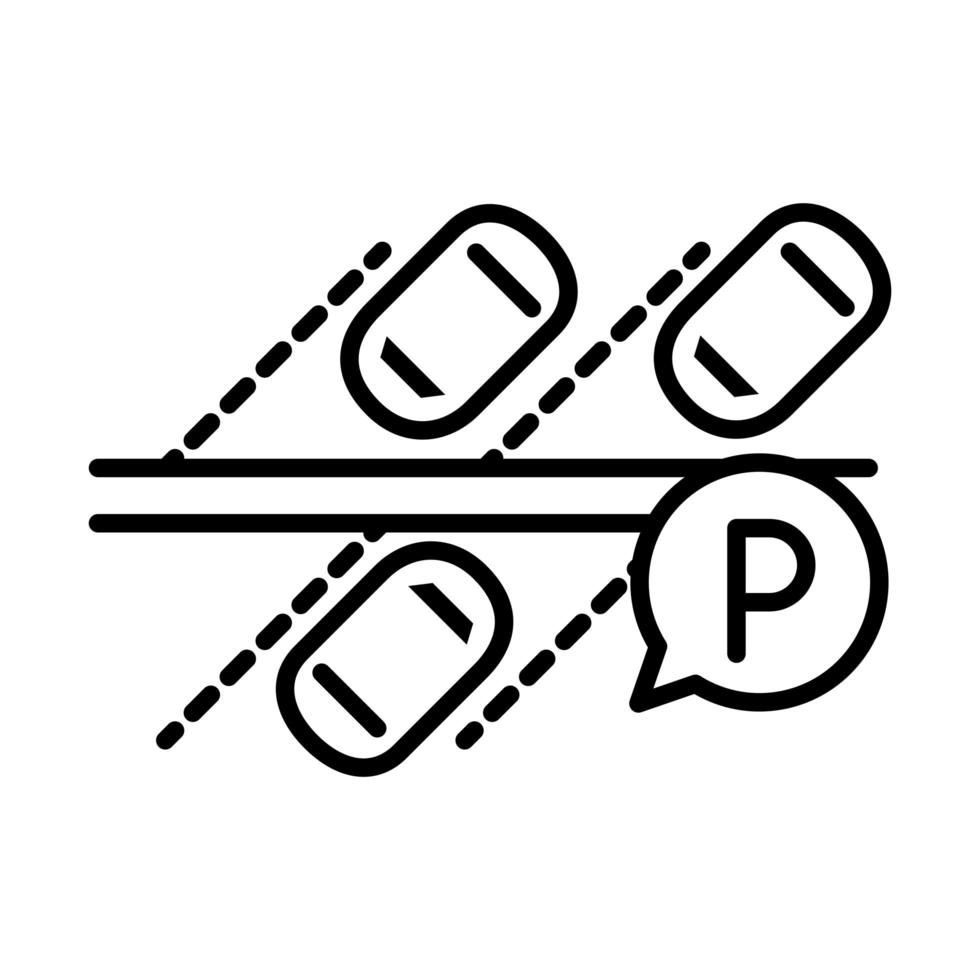 Diseño de icono de estilo de línea de transporte de imagen de marcador de posición de estacionamiento vector