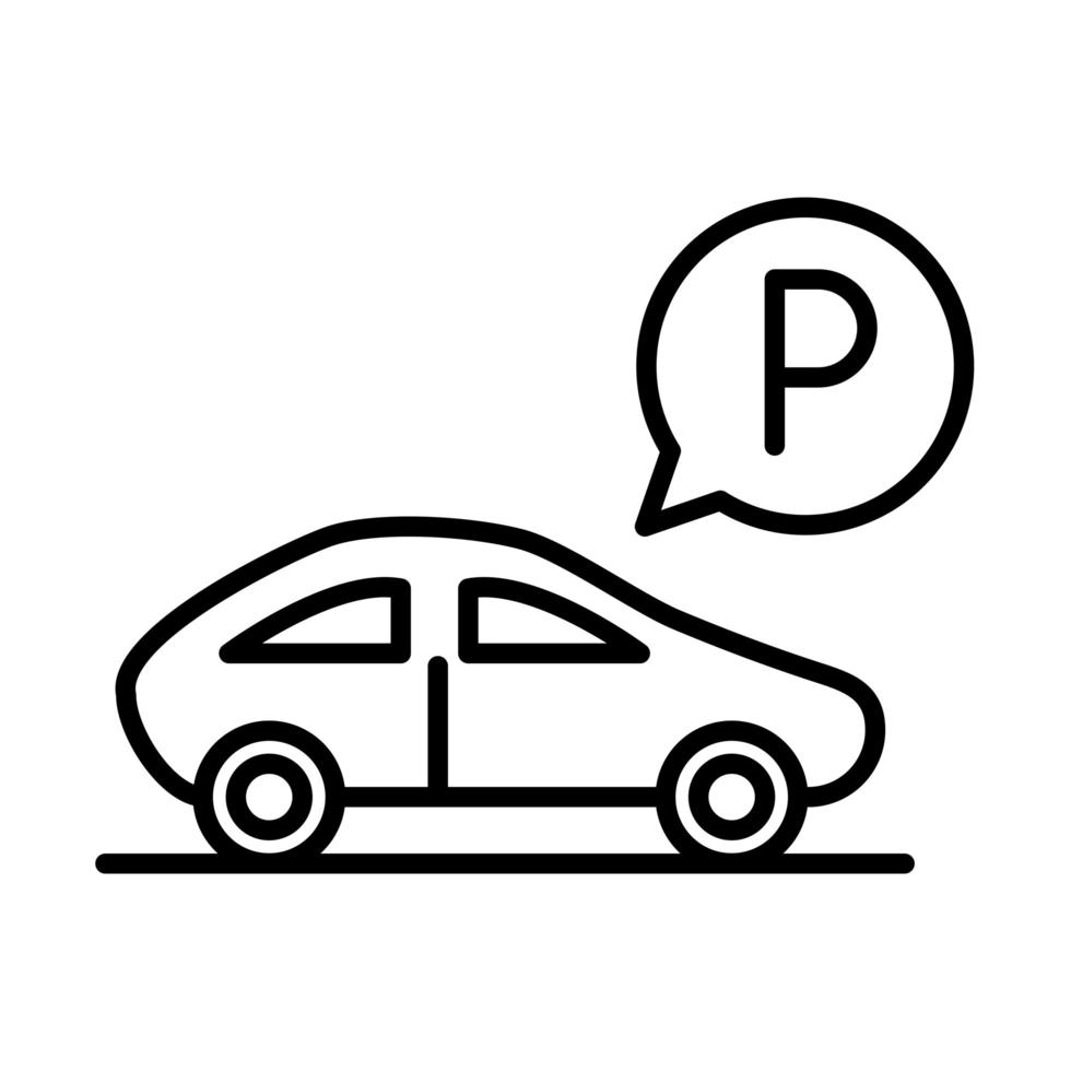 diseño de icono de estilo de línea de transporte de estacionamiento de coche estacionado vector