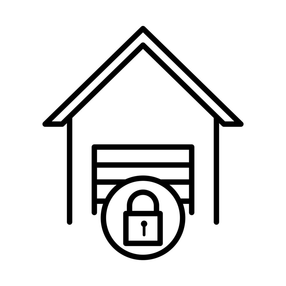 locked garage parking transport line style icon design vector