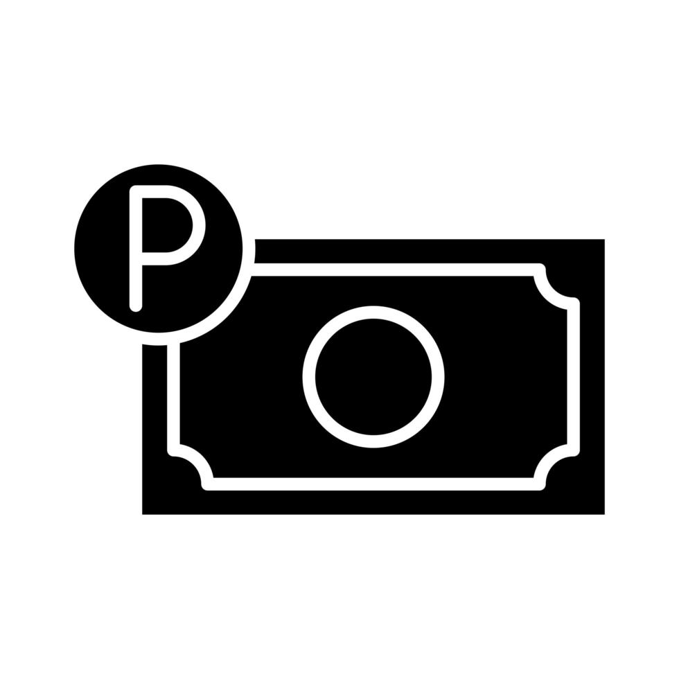 estacionamiento transporte dinero pago silueta estilo icono diseño vector