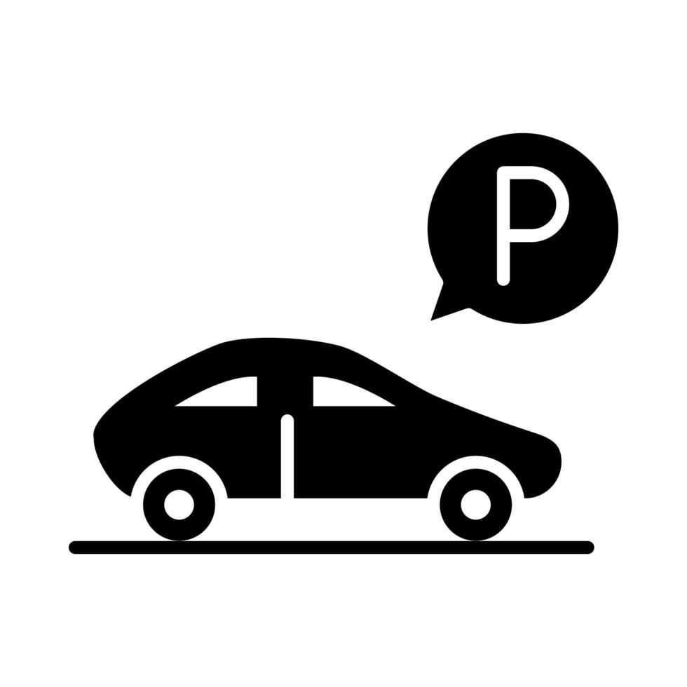 estacionamiento de automóviles estacionado transporte silueta estilo icono diseño vector
