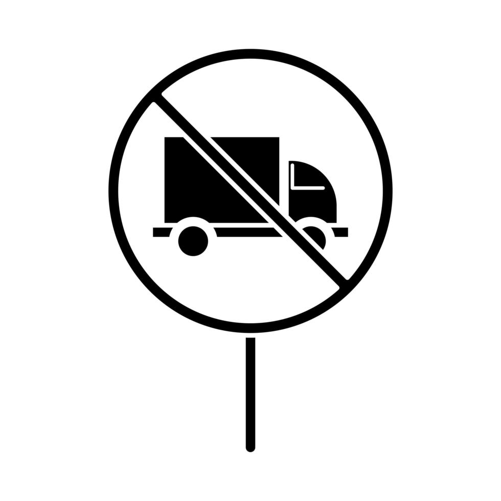 Diseño de icono de estilo de silueta de transporte de camión de estacionamiento prohibido vector