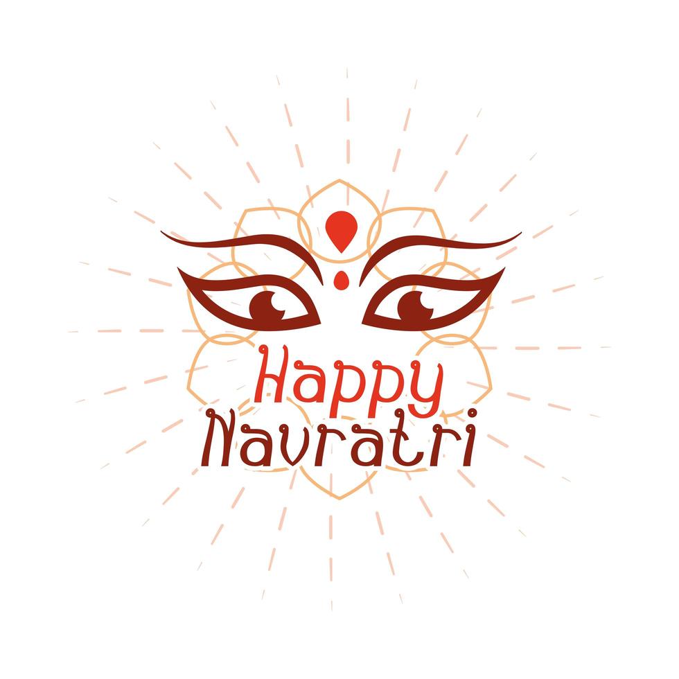 happy navratri indian celebration durga goddess of power flat style icon vector