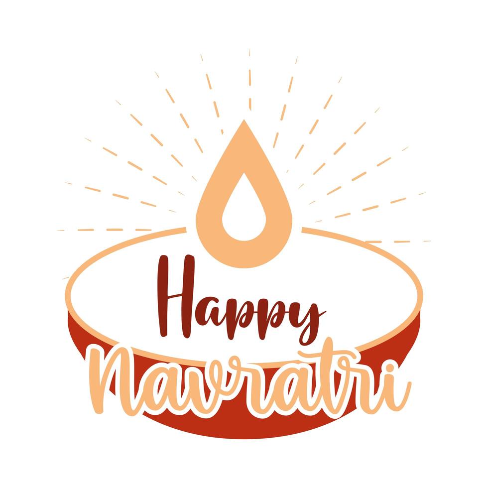 happy navratri indian celebration goddess durga culture religious candle light flat style icon vector