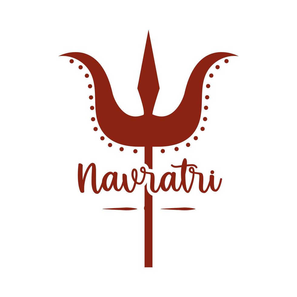 happy navratri indian celebration traditional goddess durga cultural silhouette style icon vector