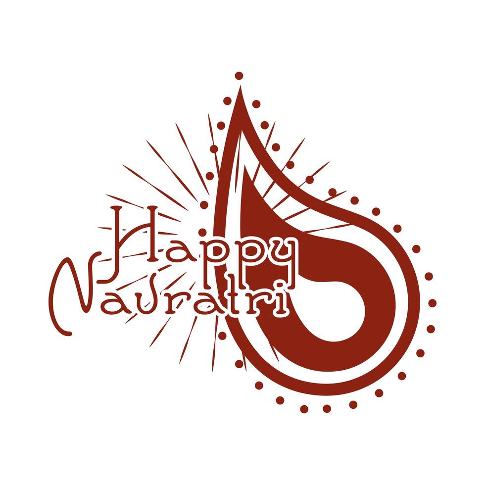 happy navratri hindu festival celebration goddess durga culture silhouette style icon vector