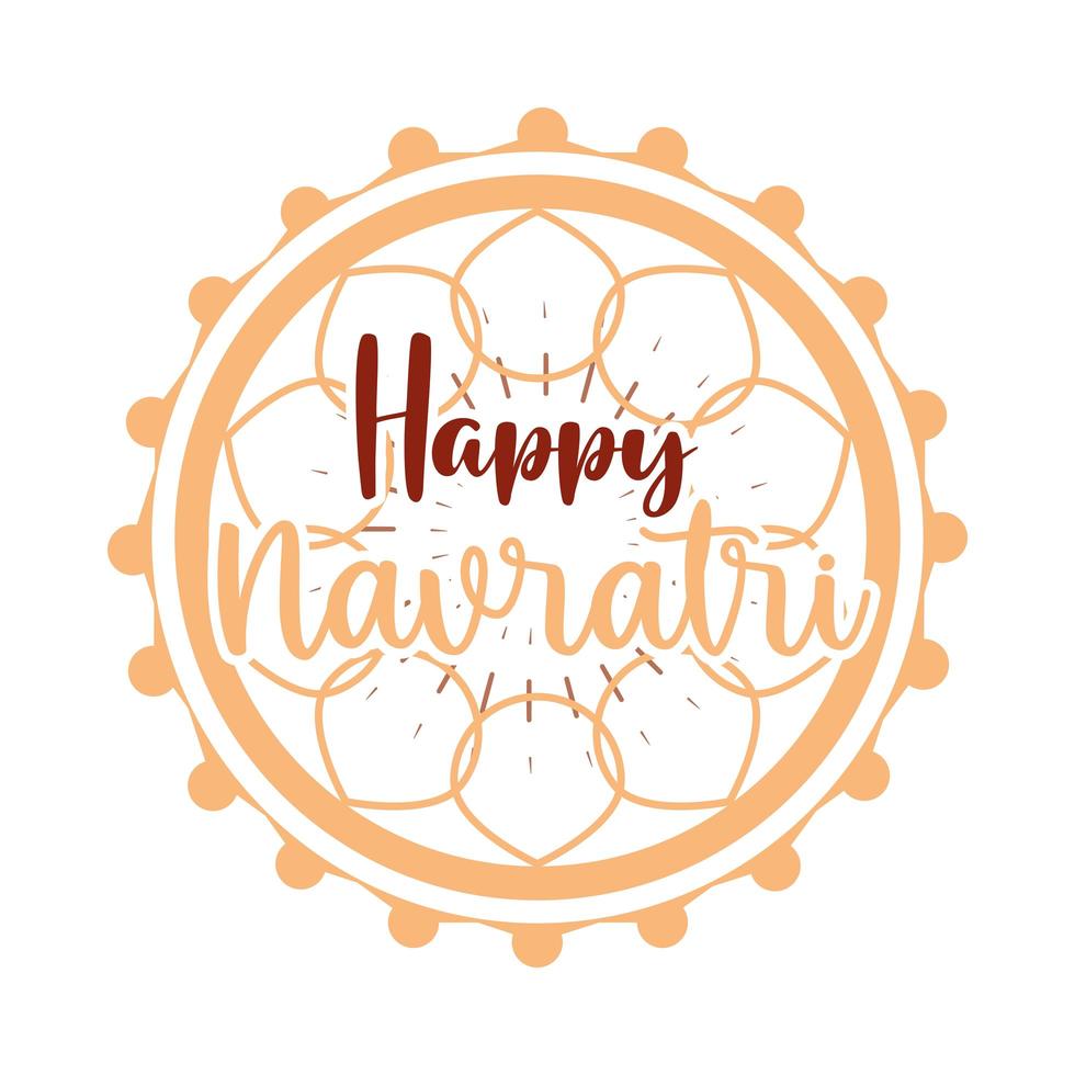 feliz celebración india navratri decoración floral festival de letras icono de estilo plano vector