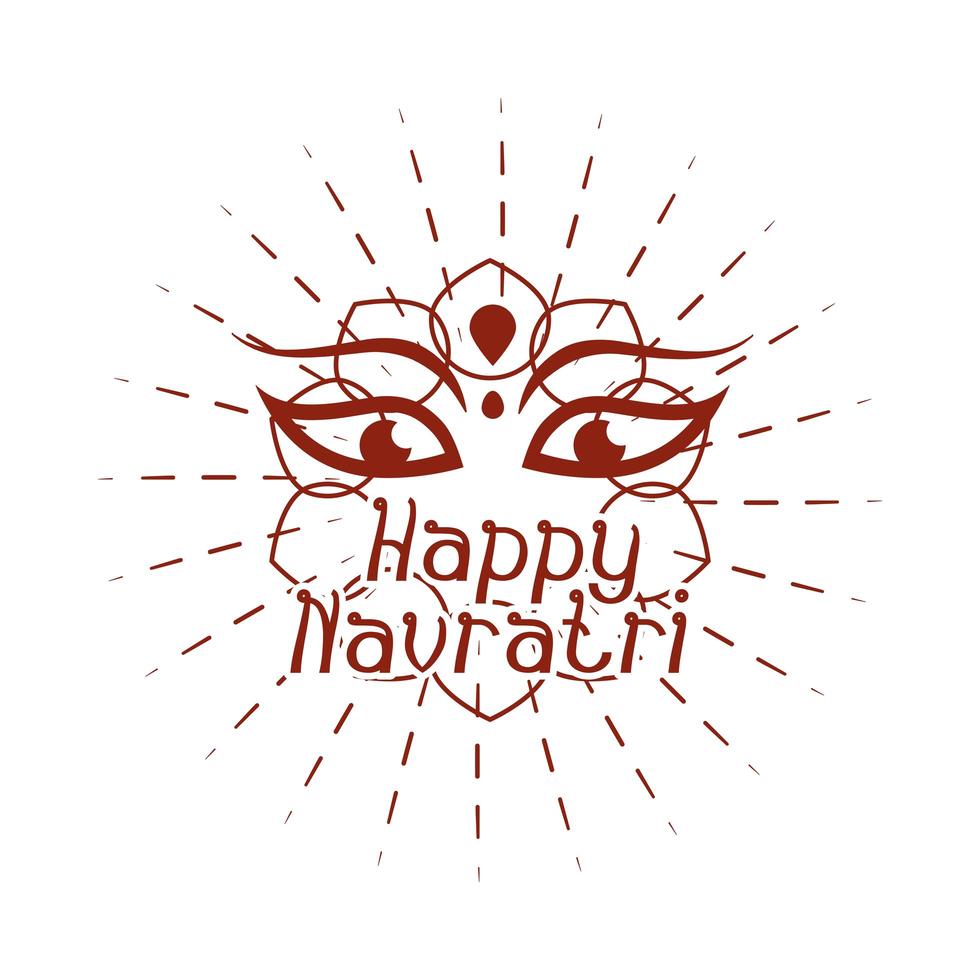 happy navratri indian celebration durga goddess of power silhouette style icon vector