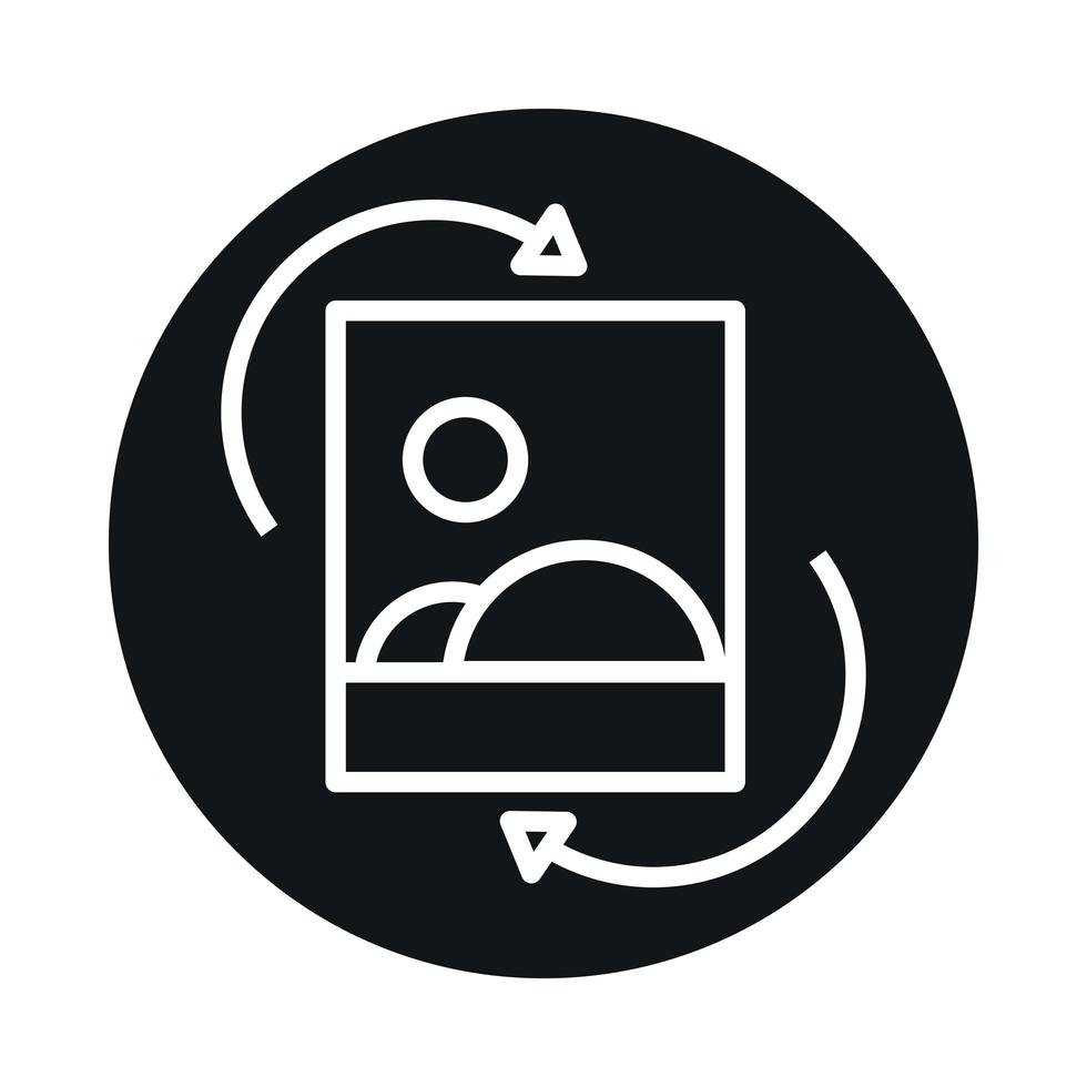 360 picture view virtual tour block and line style icon design vector