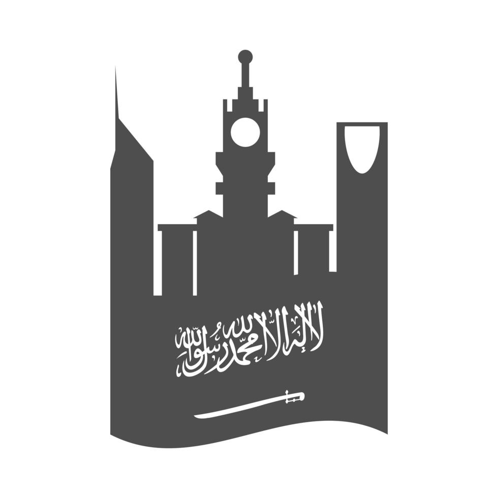 arabia saudita día nacional bandera de la ciudad celebración de la independencia icono de estilo de silueta vector