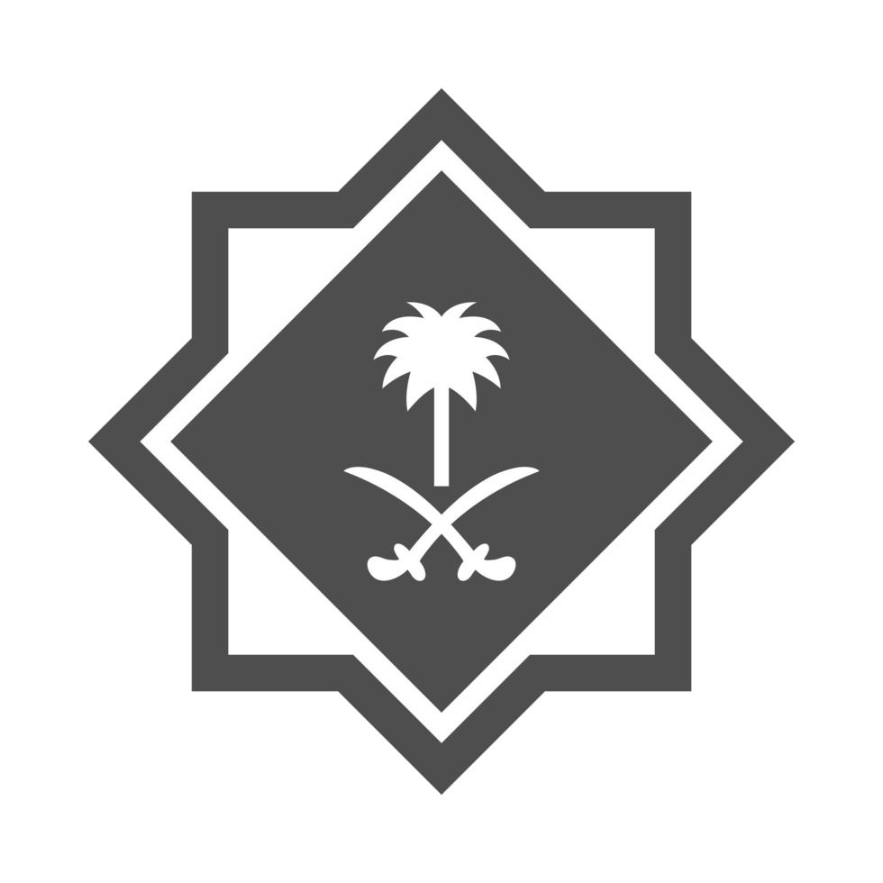 icono de estilo de silueta de diseño de nación de ornamento de bandera de día nacional de arabia saudita vector