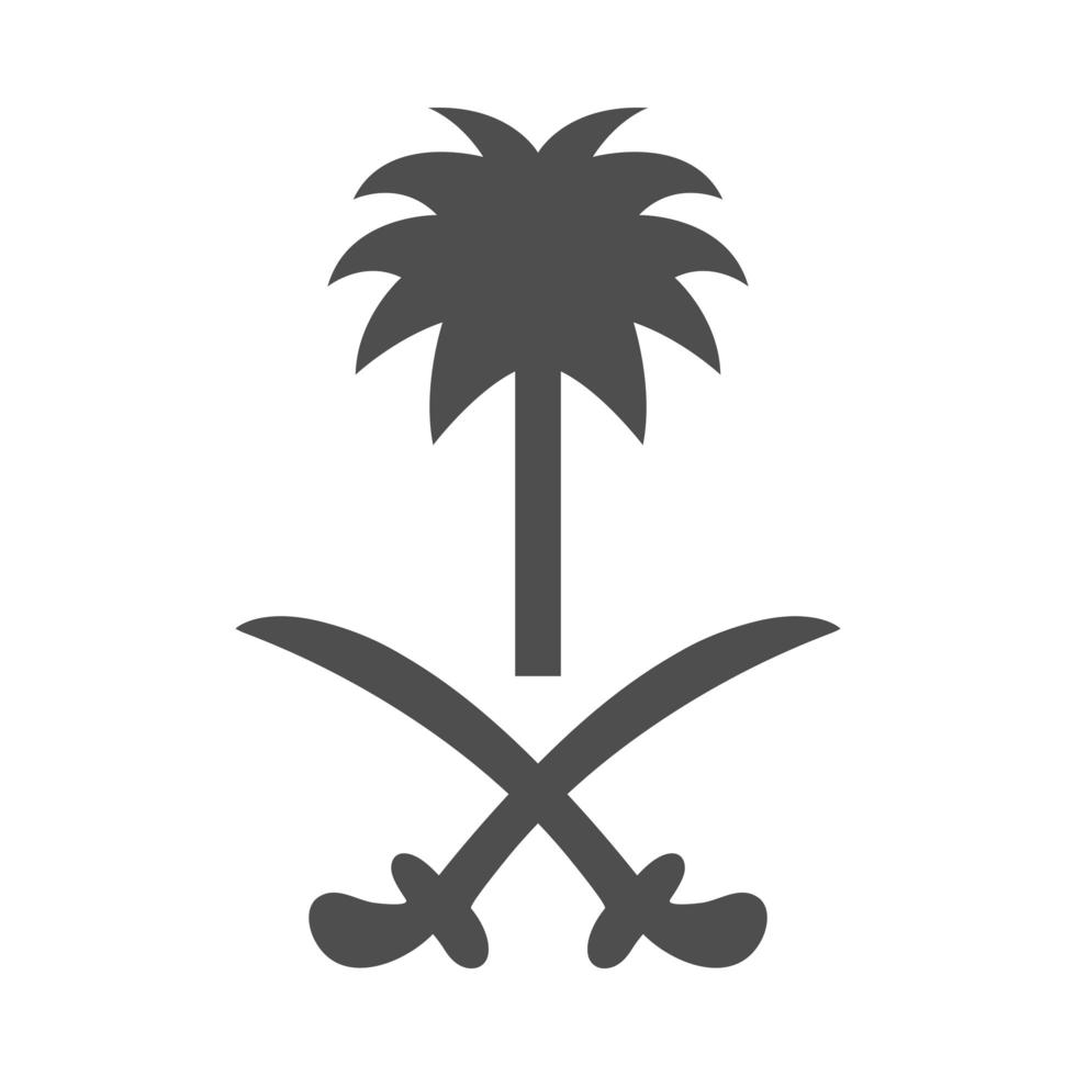 saudi arabia national day palm tree and swords national symbol silhouette style icon vector