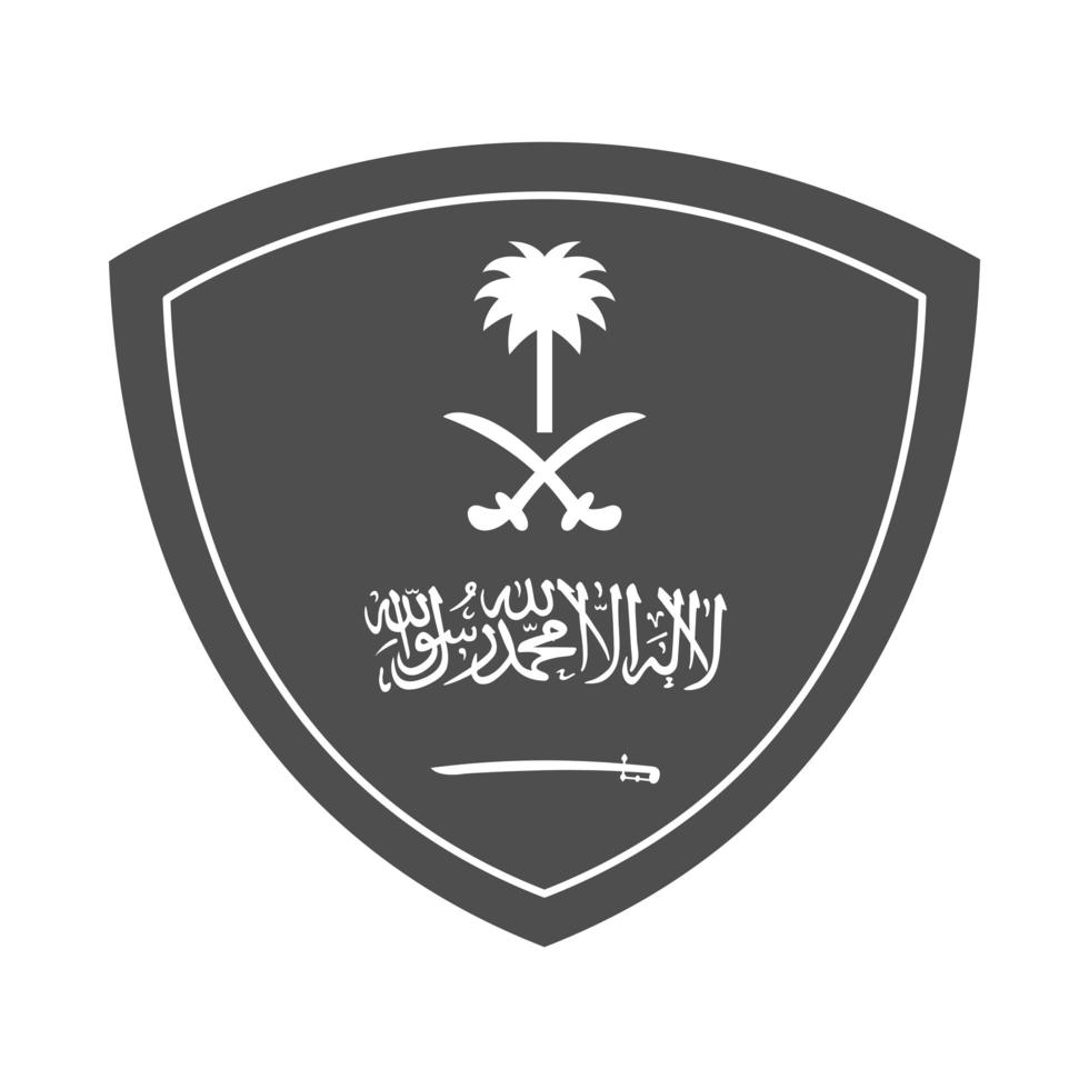 escudo del día nacional de arabia saudita con icono de estilo de silueta de signo de bandera vector