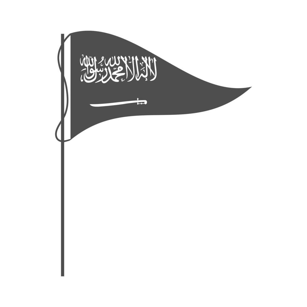 día nacional de arabia saudita agitando bandera triangular emblema icono de estilo de silueta vector