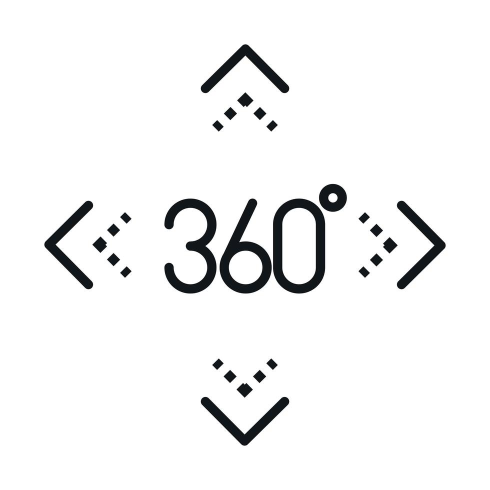 Diseño de icono de estilo lineal de perspectiva de recorrido virtual de vista de 360 grados vector