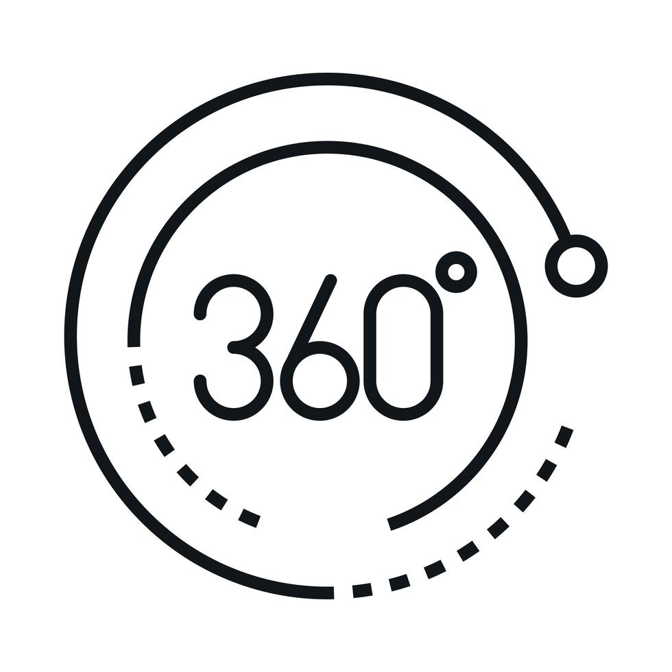 Diseño de icono de estilo lineal de visita virtual de vista de 360 grados vector