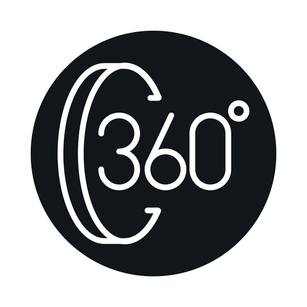 360 degree view virtual tour dimentional block and line style icon design vector