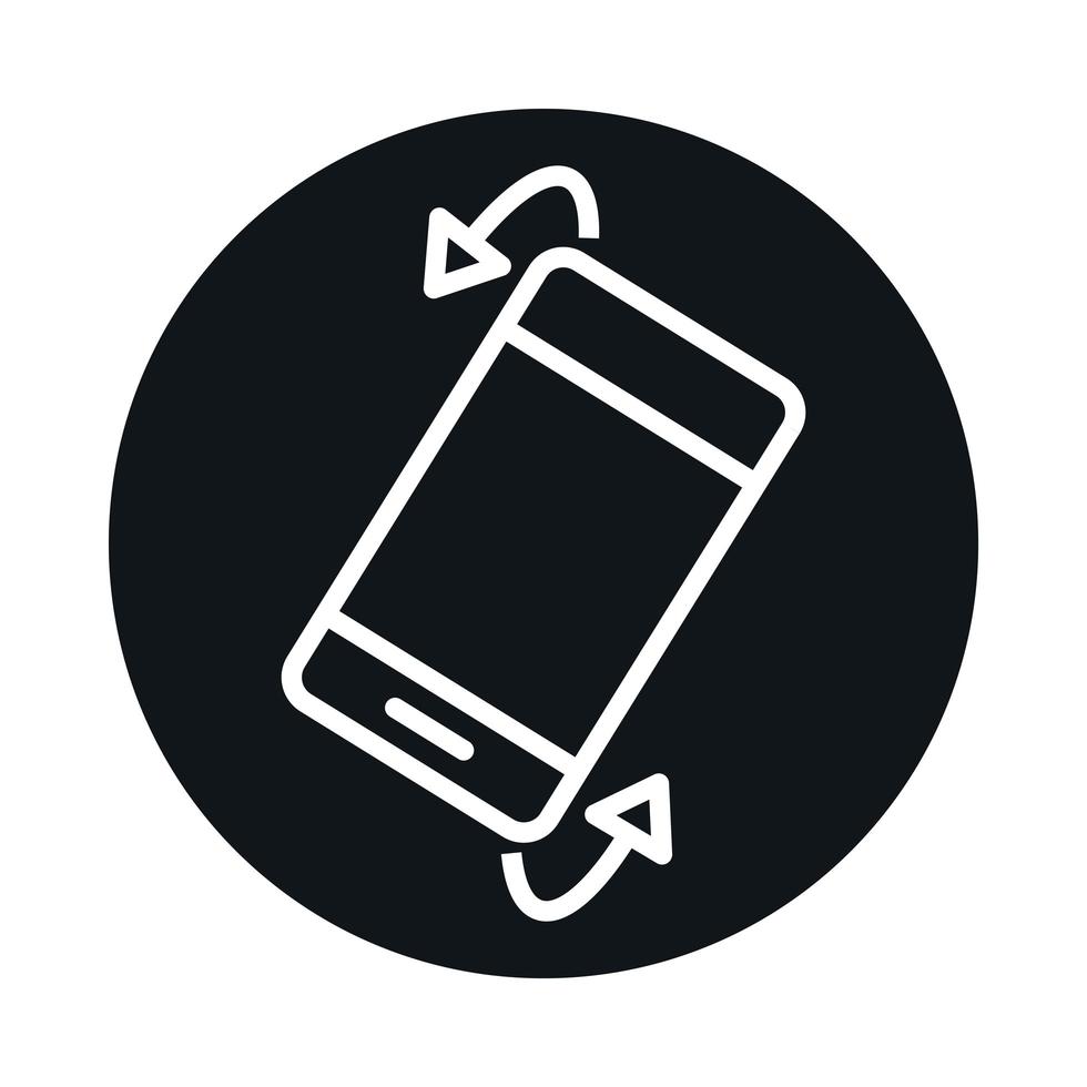 360 degree view smartphone block and line style icon design vector