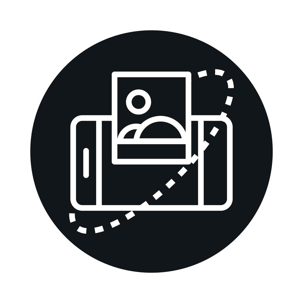 360 degree view smartphone photo block and line style icon design vector