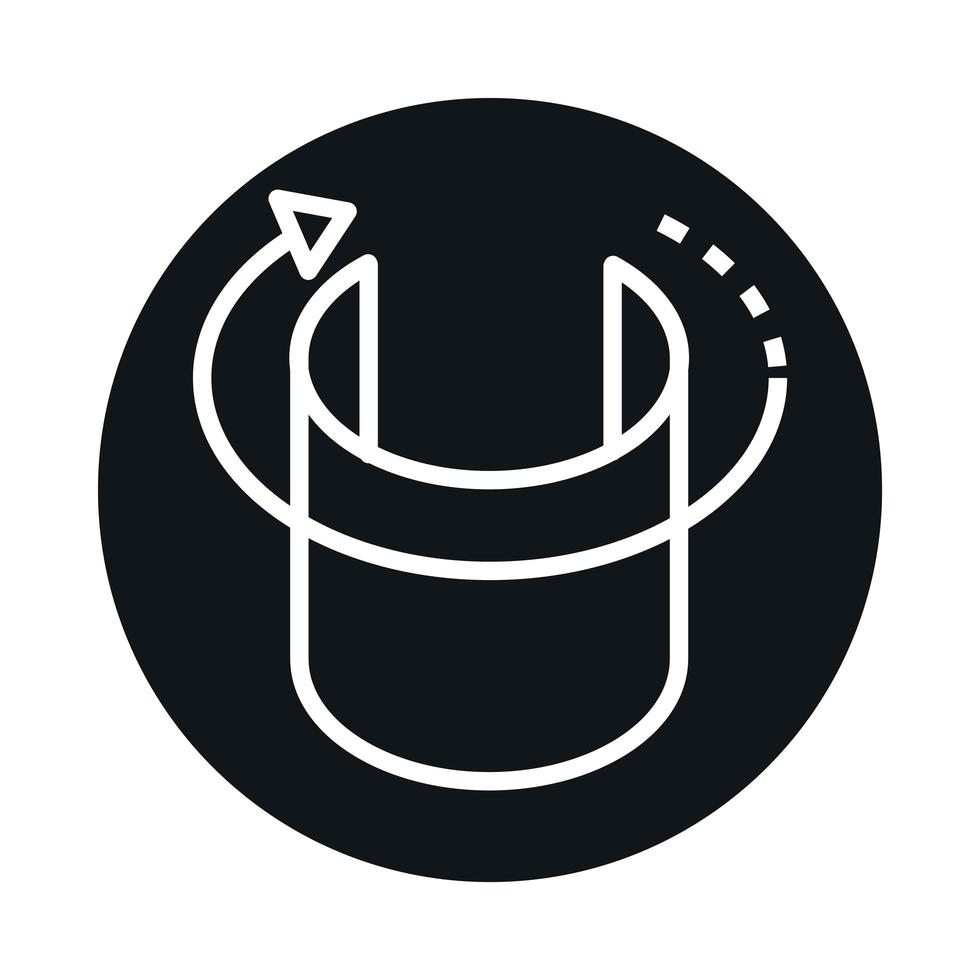 360 degree view panorama virtual reality rotation arrows block and line style icon design vector