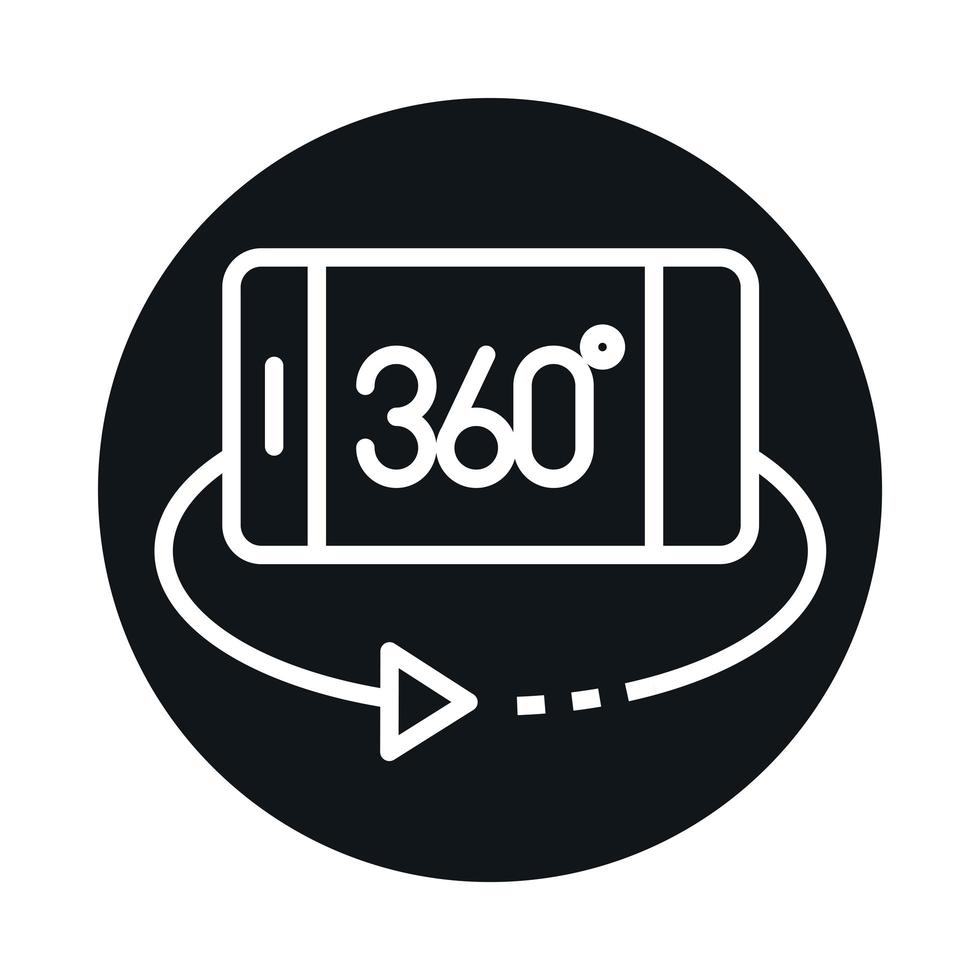 360 degree view smartphone block and line style icon design vector