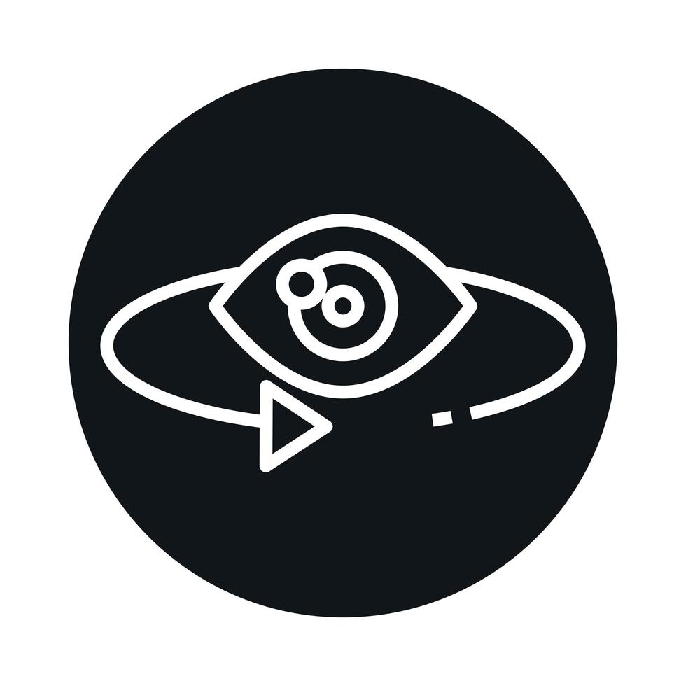 360 degree eye vision virtual reality block and line style icon design vector
