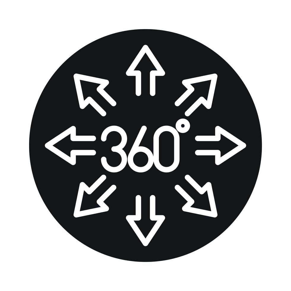 360 degree view virtual tour block and line style icon design vector