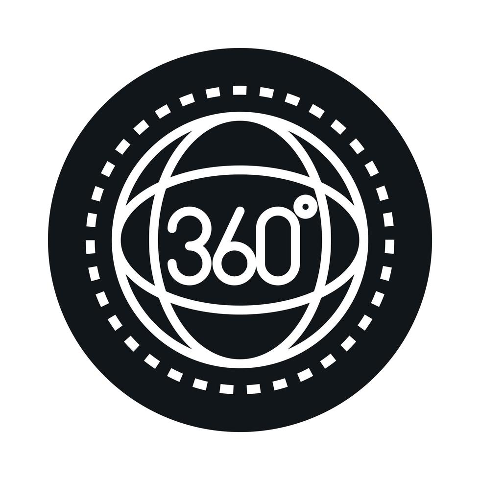 360 degree view virtual tour block and line style icon design vector