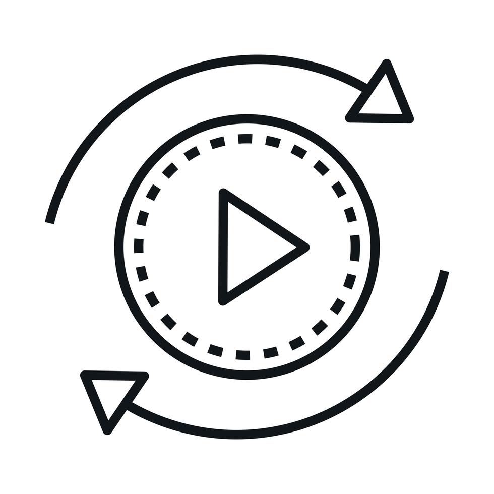Diseño de icono de estilo lineal de botón de video panorámico de 360 grados vector
