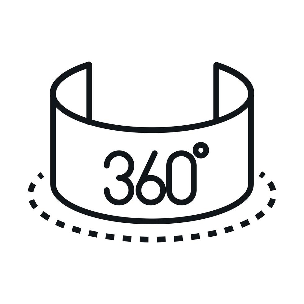 360 degree view virtual tour panoramic quality rotation linear style icon design vector